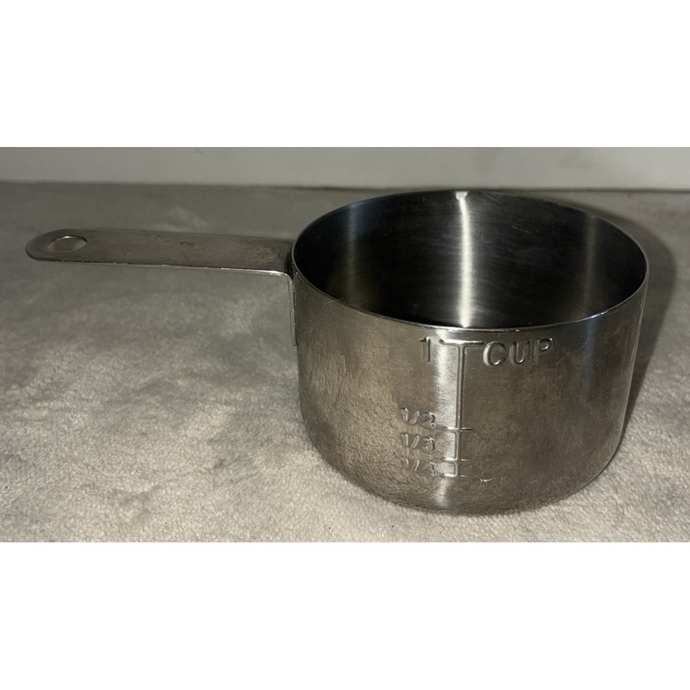 Vintage Measuring Cup Melting Pot 1 Cup Stainless Steel 18/10 Silver Pour Spout